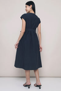 Breigh Button Down Midi Dress Midnight Navy