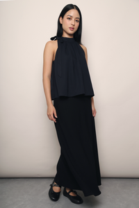 Juliette High Neck Blouse Navy