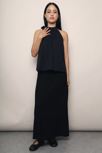 Juliette High Neck Blouse Navy