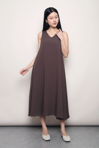 Juniper V Neck Midaxi Dress Brown