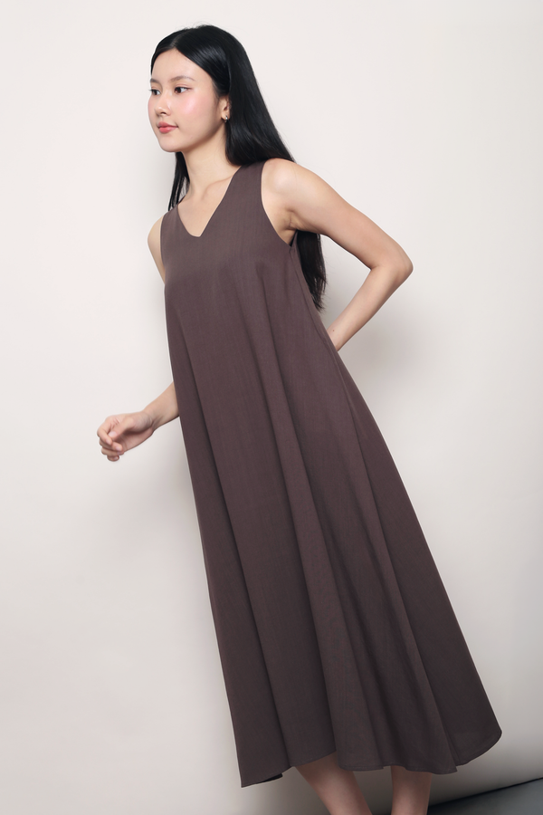 Juniper V Neck Midaxi Dress Brown