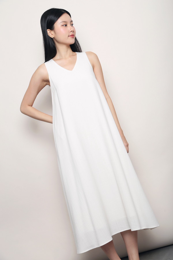 Juniper V Neck Midaxi Dress White