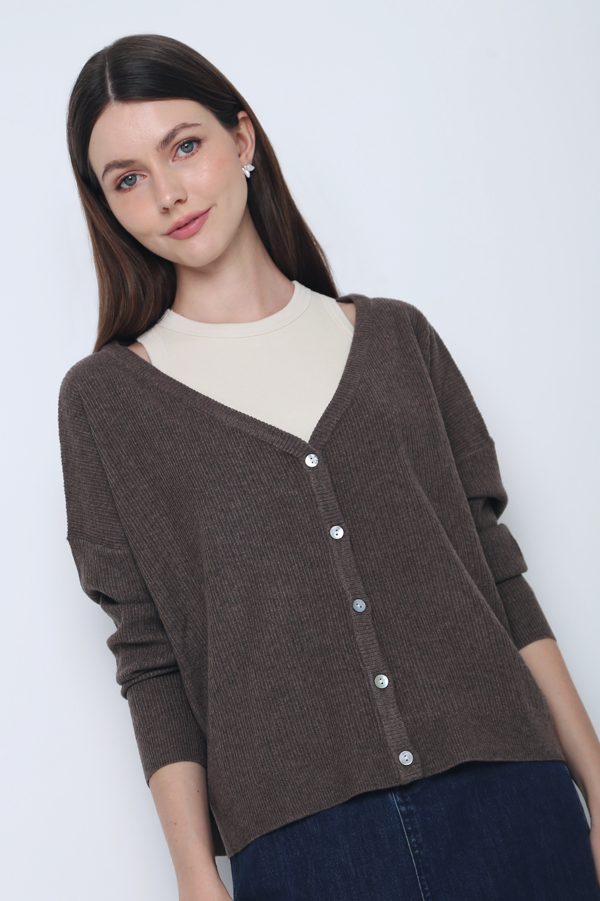 Justine Oversized Knit Cardigan Chestnut Brown (Restock)