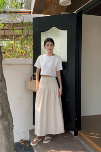 Riviera Drop Waist Maxi Skirt Light Taupe (Restock)