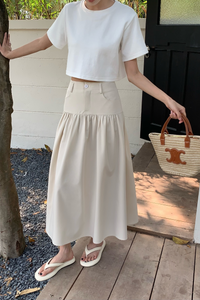 Riviera Drop Waist Maxi Skirt Light Taupe (Restock)