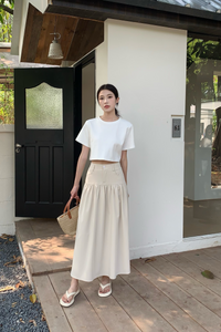 Riviera Drop Waist Maxi Skirt Light Taupe (Restock)