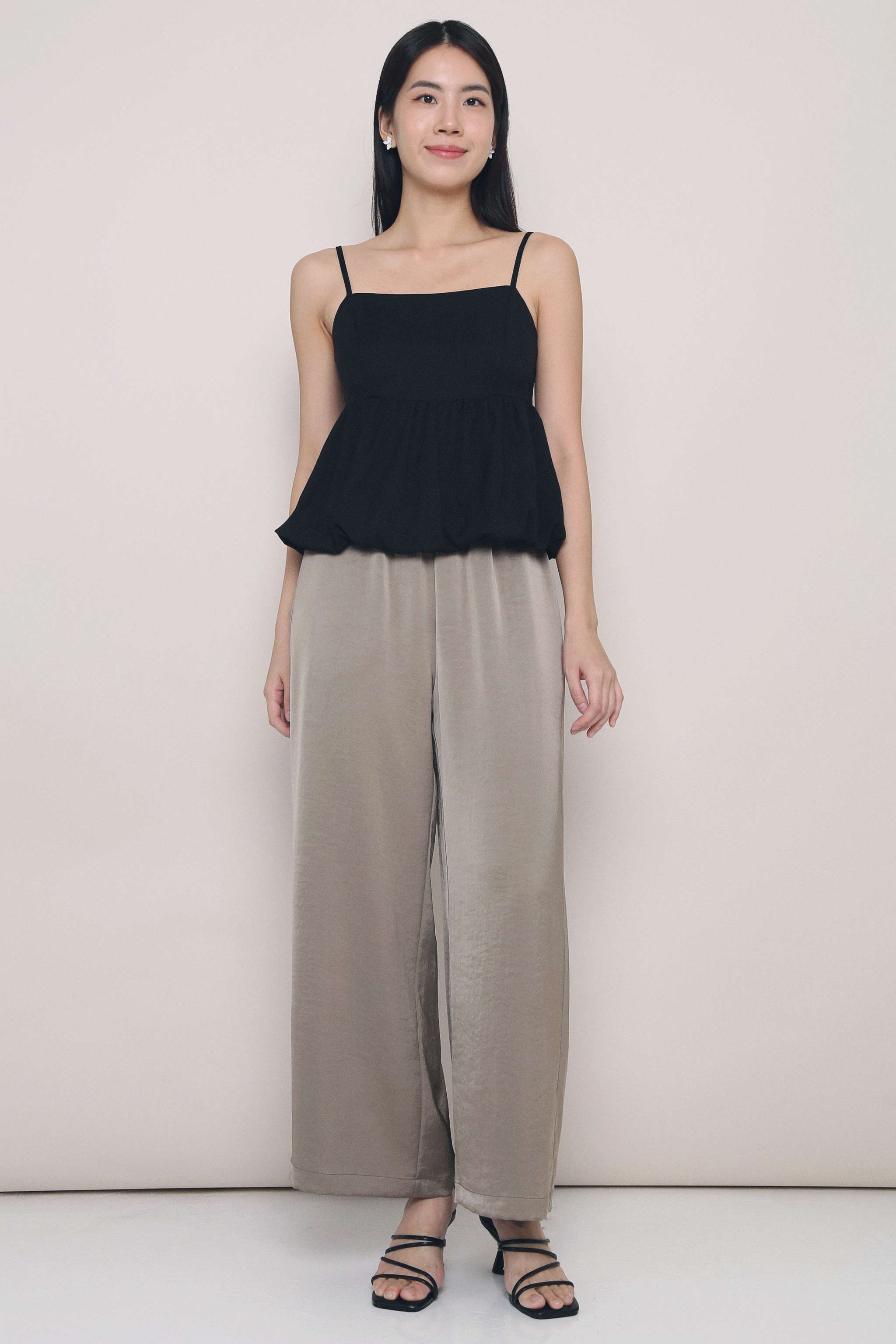 Kara Strappy Bubble Top Black
