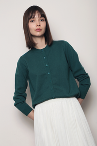 Kensington Crew Neck Knit Cardigan Spring Green