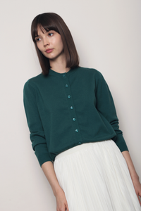 Kensington Crew Neck Knit Cardigan Spring Green