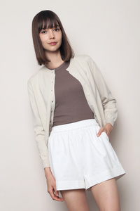 Kensington Crew Neck Knit Cardigan Cream
