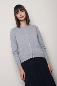 Kensington Crew Neck Knit Cardigan Grey