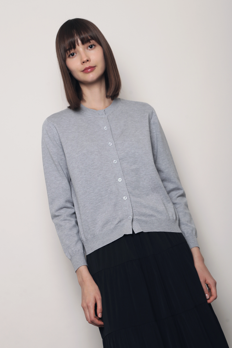 Kensington Crew Neck Knit Cardigan Grey