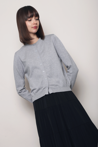 Kensington Crew Neck Knit Cardigan Grey