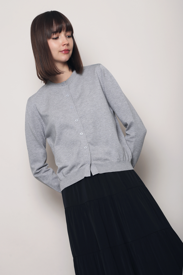 Kensington Crew Neck Knit Cardigan Grey