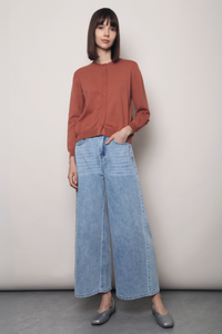 Kensington Crew Neck Knit Cardigan Terracotta