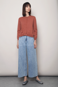Kensington Crew Neck Knit Cardigan Terracotta