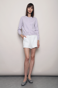 Kensington Crew Neck Knit Cardigan Soft Lilac