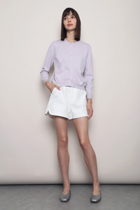 Kensington Crew Neck Knit Cardigan Soft Lilac