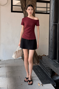 Lark One Shoulder Top Wine