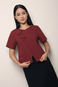 Lee Twin Knot Blouse Wine