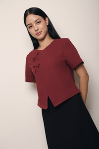 Lee Twin Knot Blouse Wine