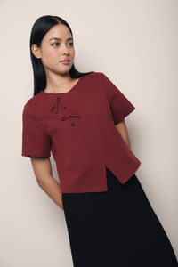 Lee Twin Knot Blouse Wine