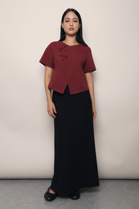 Lee Twin Knot Blouse Wine