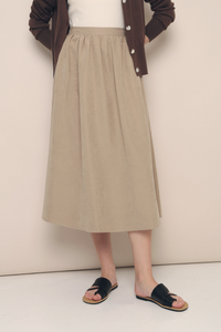 Leighton Suede Midi Skirt Sand