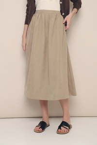 Leighton Suede Midi Skirt Sand