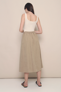 Leighton Suede Midi Skirt Sand