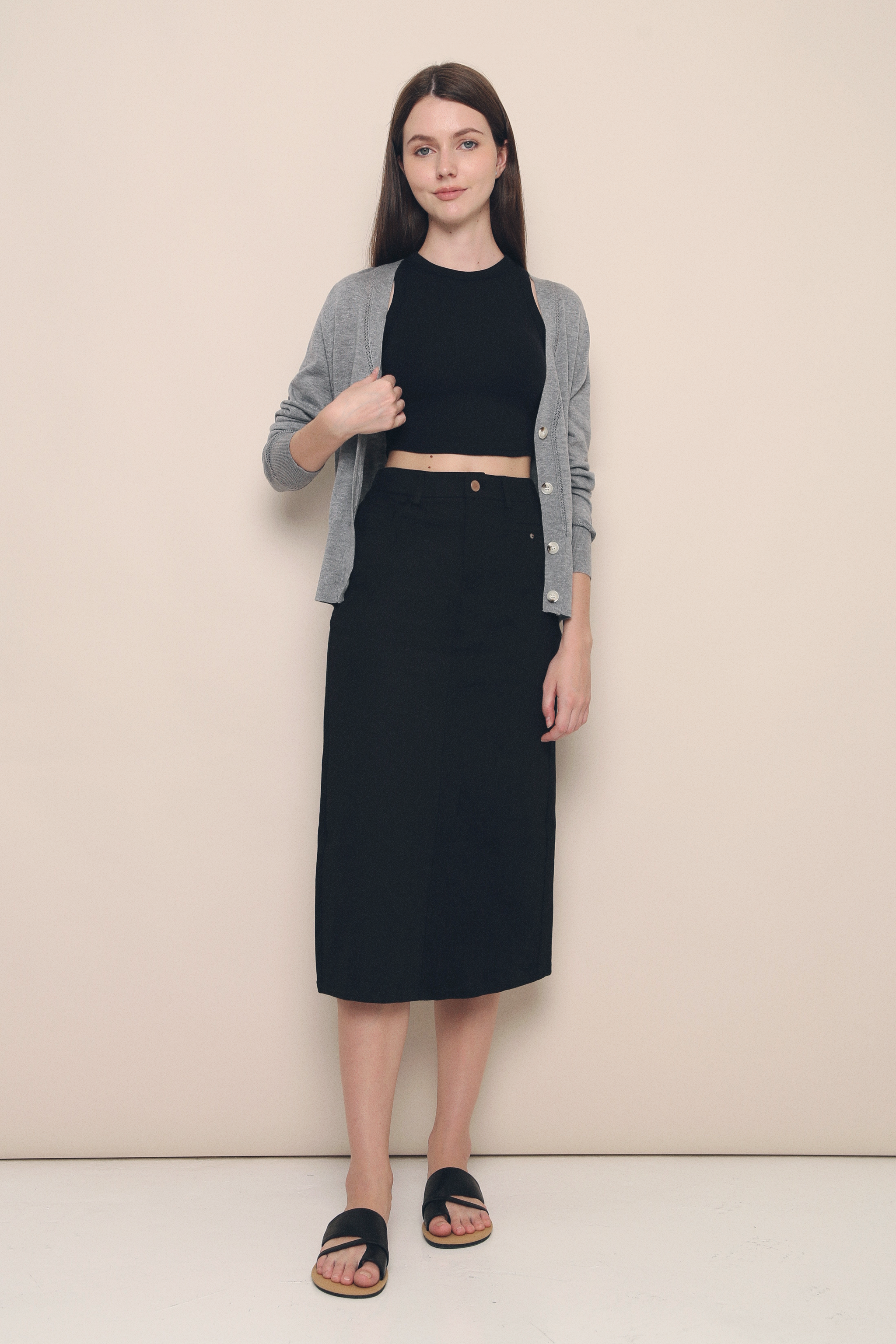 Lennon Pocket Midi Skirt Black