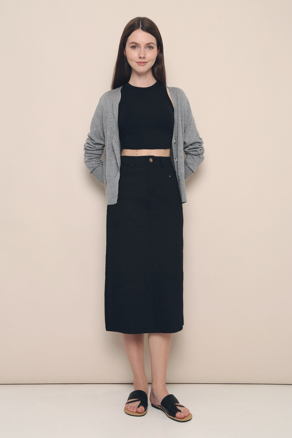 Lennon Pocket Midi Skirt Black