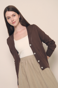 Lexia Soft Eyelet Knit Cardigan Brown