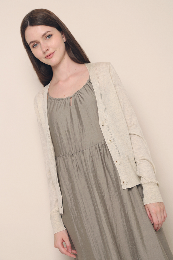 Lexia Soft Eyelet Knit Cardigan Heather Cream