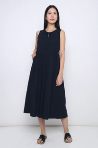 Freesia Pintuck Midaxi Dress Midnight Navy