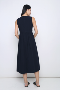 Freesia Pintuck Midaxi Dress Midnight Navy