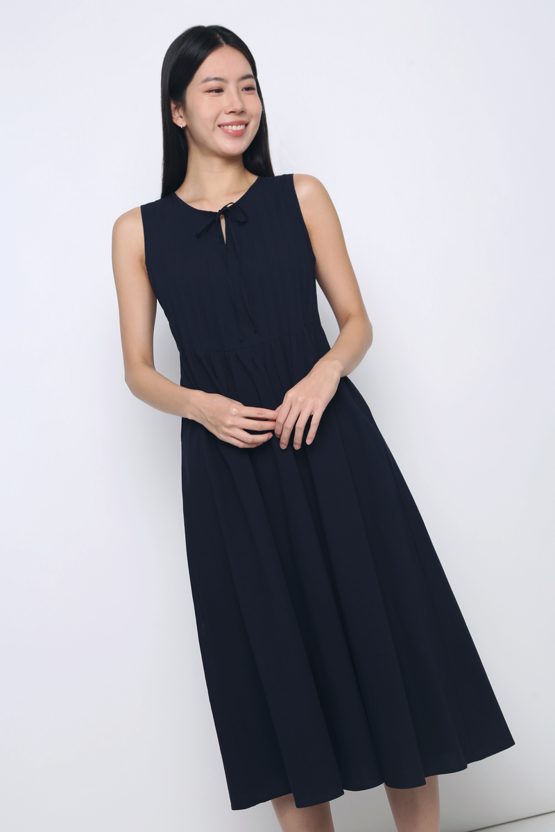 Freesia Pintuck Midaxi Dress Midnight Navy