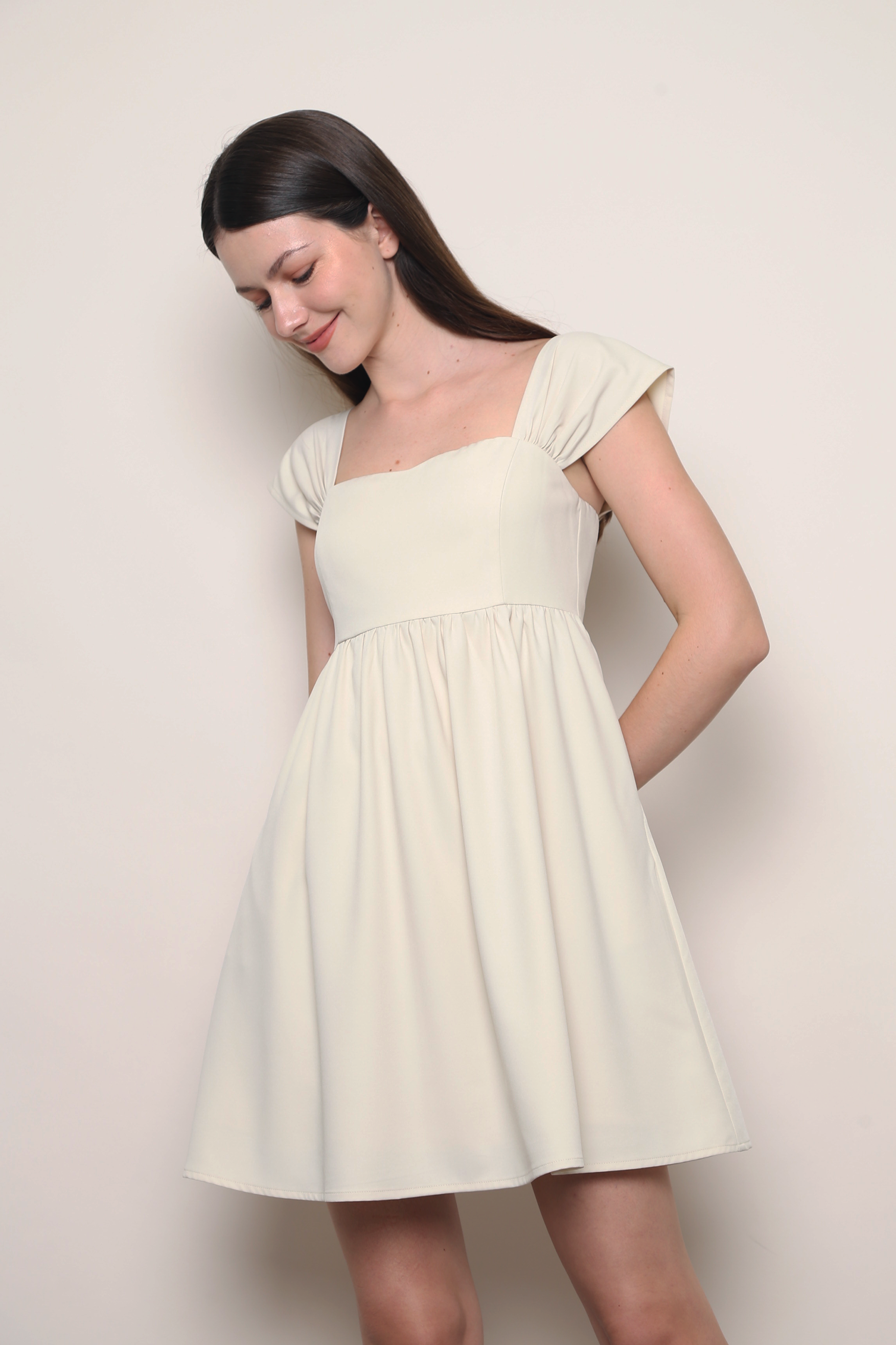 Love Letter Fan Sleeves Dress Cream