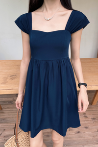 Love Letter Fan Sleeves Dress Navy (Backorder)