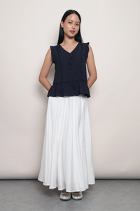 Lover’s Lane Ruffle Top Navy