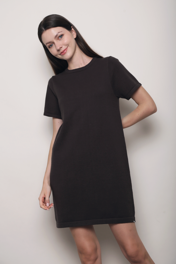 Low Key Shift Knit Dress Brown