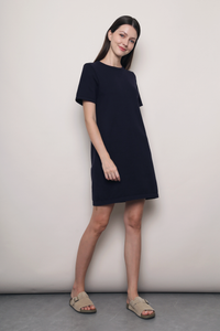 Low Key Shift Knit Dress Navy