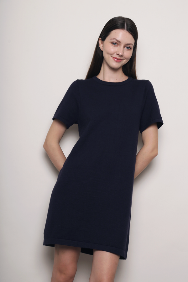 Low Key Shift Knit Dress Navy