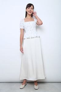 Mayfair Floral Puffed Sleeves Top Off White