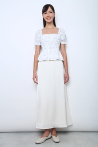 Mayfair Floral Puffed Sleeves Top Off White
