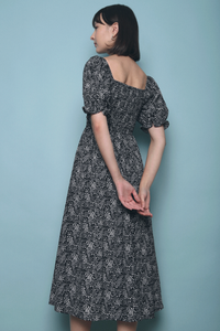 Maddie Floral Midi Dress Black