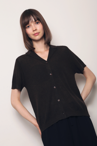 Maison Net Knit Blouse Mocha (Restock)
