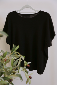 Manhattan Button Down Knit Blouse Black (Backorder)