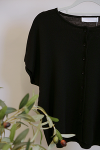Manhattan Button Down Knit Blouse Black (Backorder)