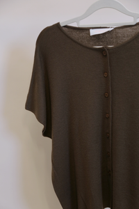 Manhattan Button Down Knit Blouse Brown (Backorder)